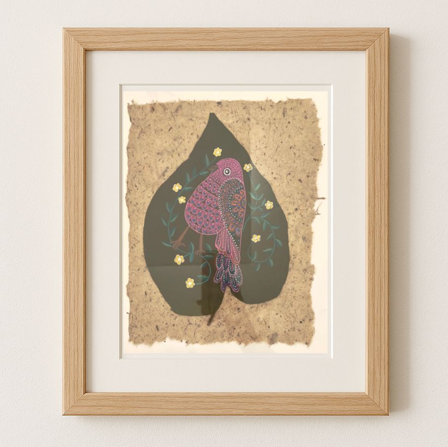 Bird on Leaf Painting