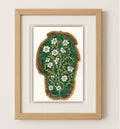 Fiddle Leaf Fig Painting – White Cosmos & Gold Floral Art