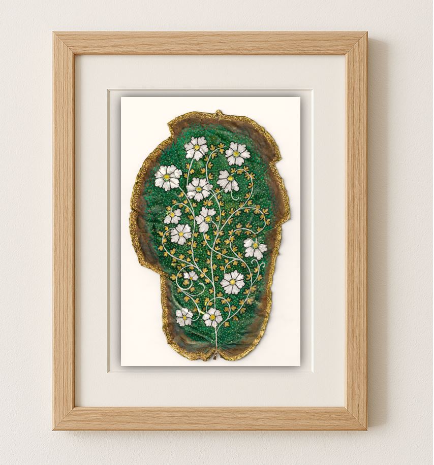 Fiddle Leaf Fig Painting – White Cosmos & Gold Floral Art