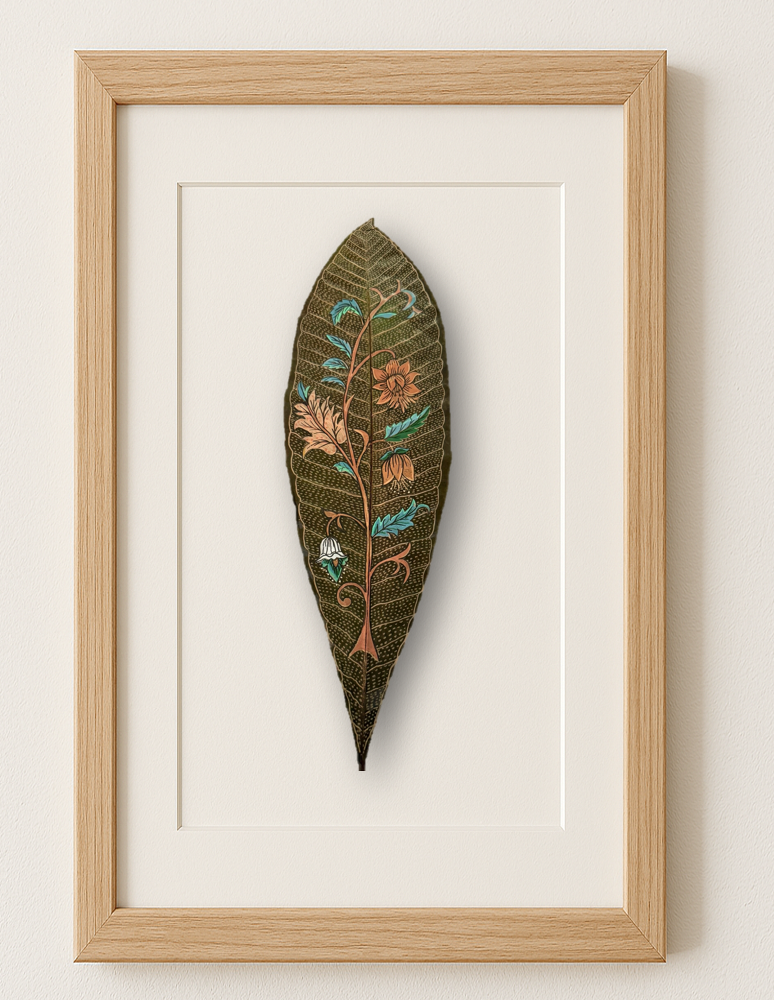 Hand Painted Frangipani Leaf Floral Trail Art