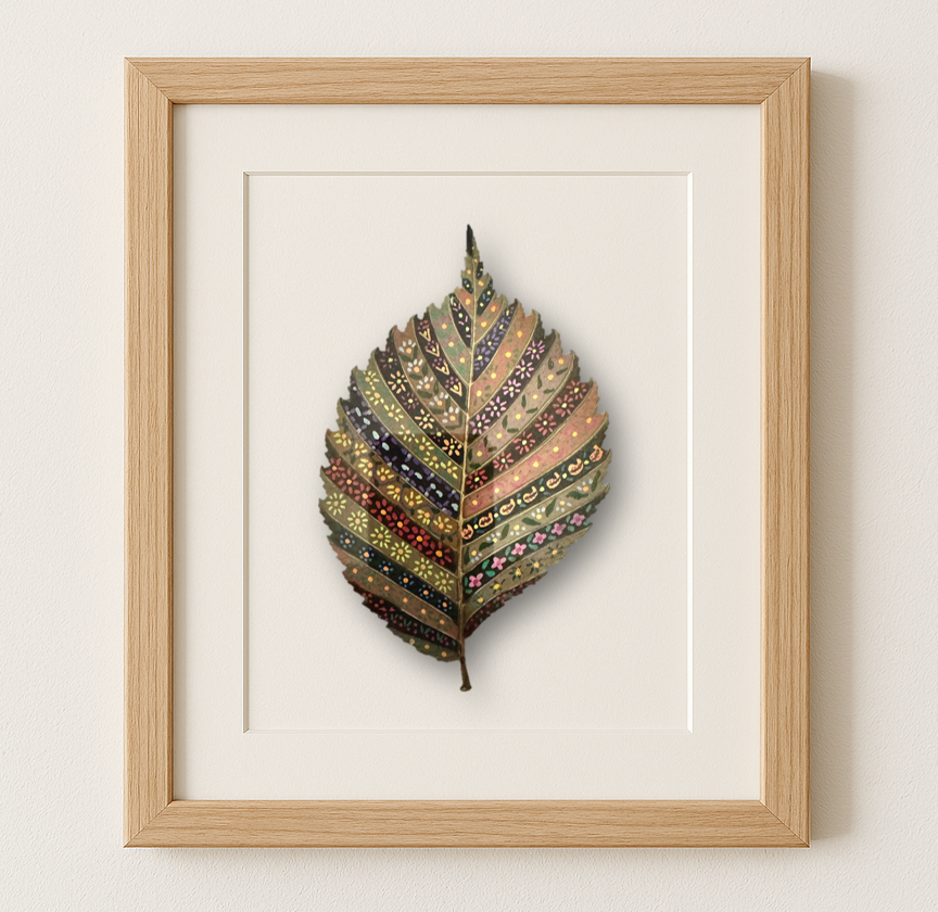 Tribal Mosaic Dry Leaf Art | Handcrafted Nature-Inspired Wall Décor