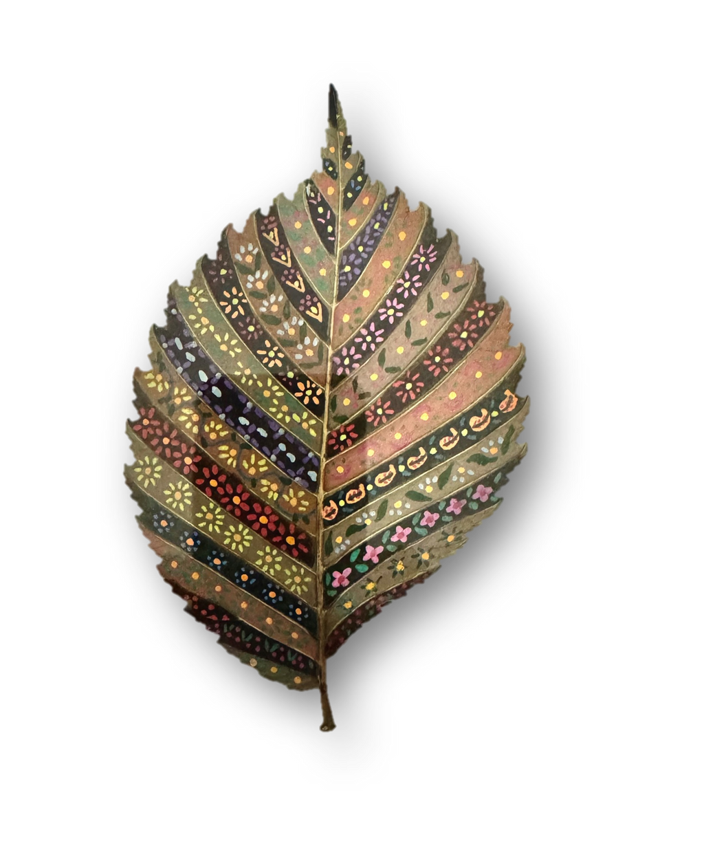 Tribal Mosaic Dry Leaf Art | Handcrafted Nature-Inspired Wall Décor