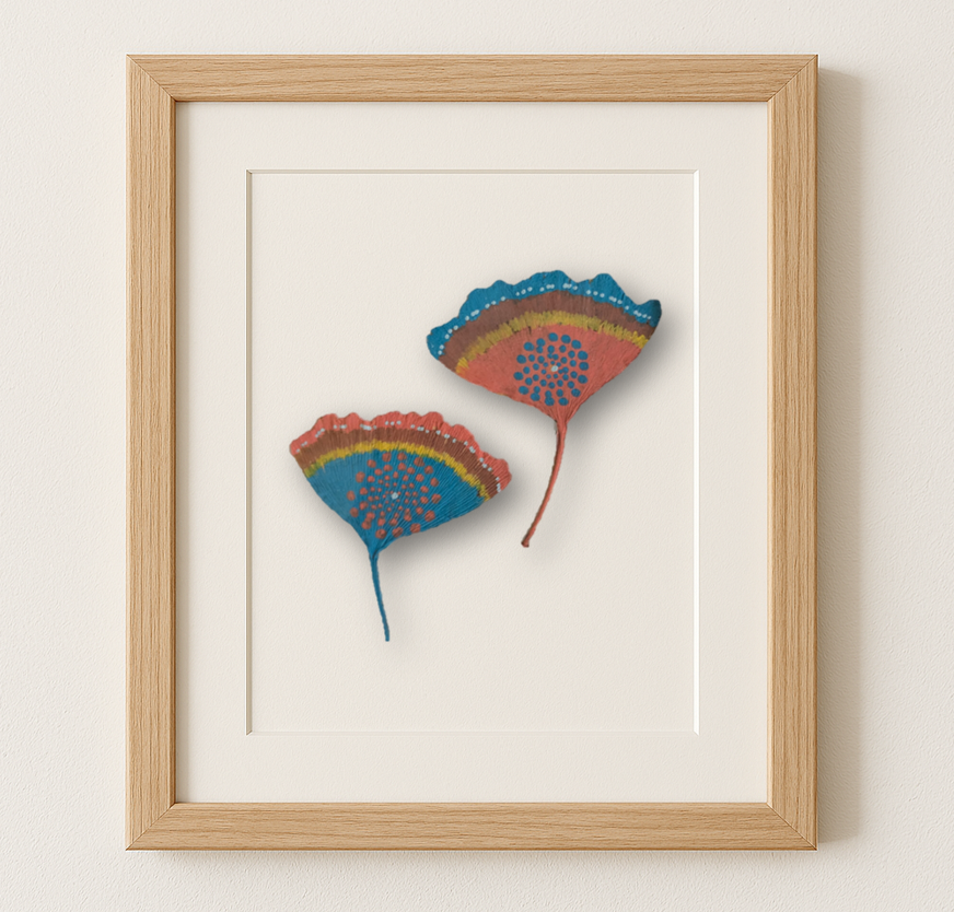 Ginko Twin Art - Coral & Azure