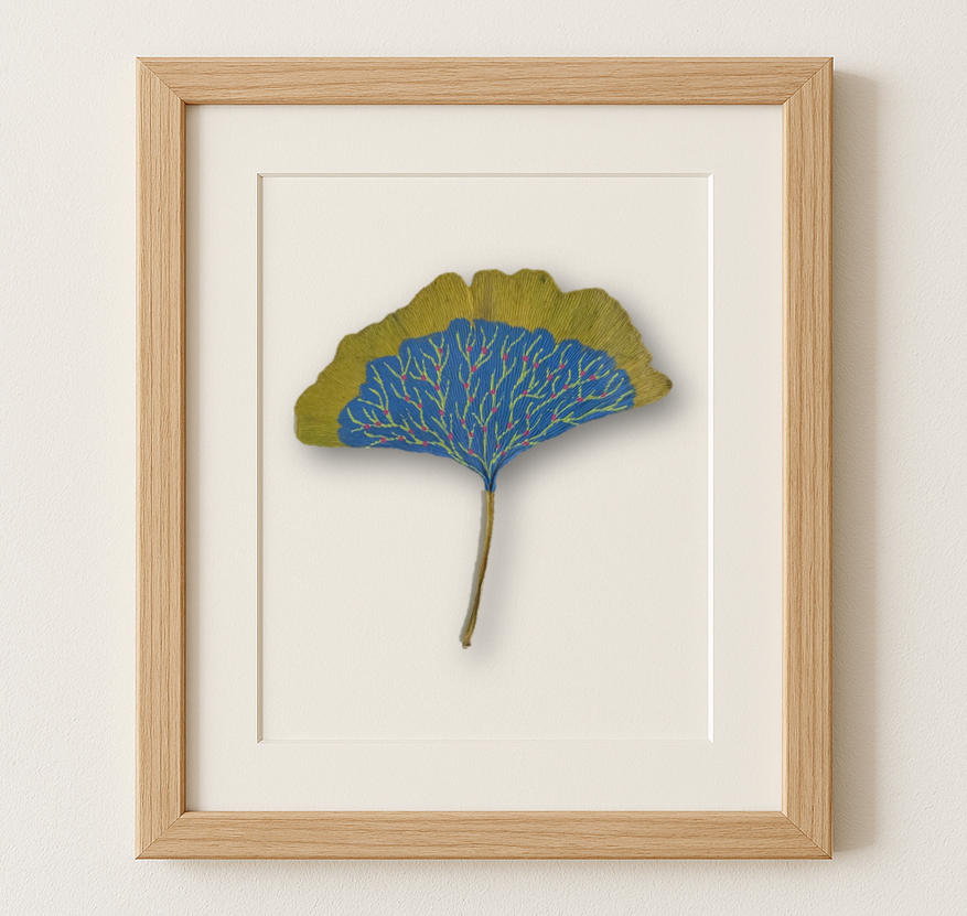 Ginko Leaf Art - Blue Willow Motif