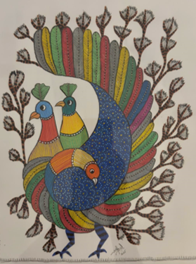 Gond Art - Vibrant Peacock | Original Painting on Paper