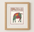 Gond Art - Sacred Cow with Bird | Original Painting on Paper