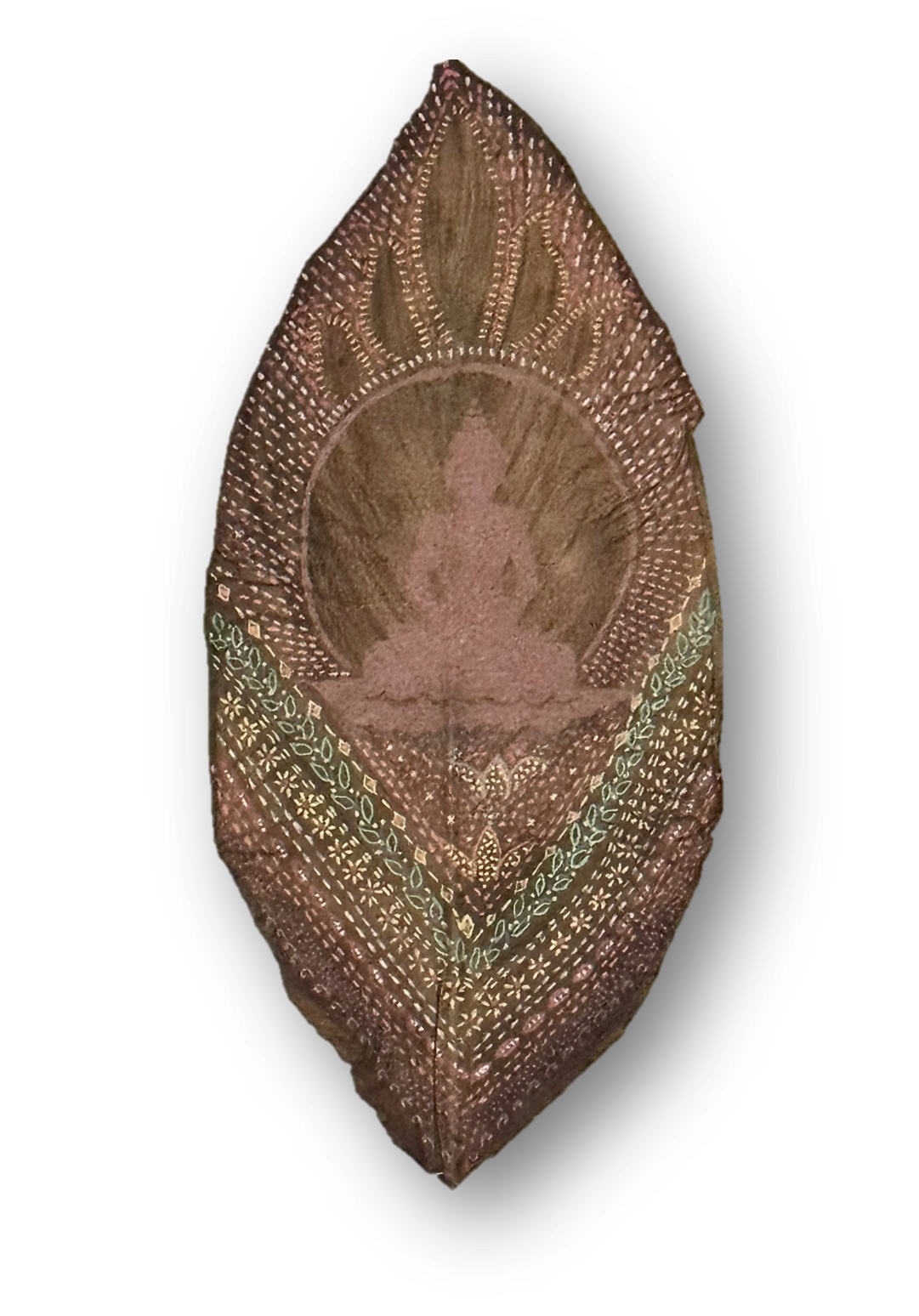 Seated Buddha on Canna Leaf - Digital Print