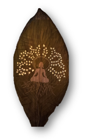 Buddha Under Tree on Canna Leaf