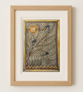 Peacock, Tree and Sun - Original Pen and Ink Painting