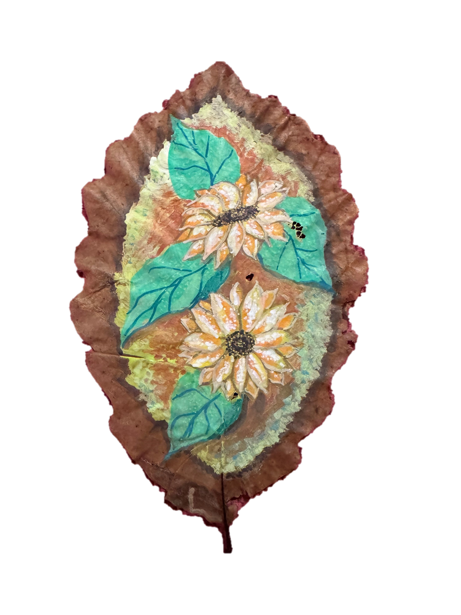 Maple Leaf Art - Twin Sunflowers