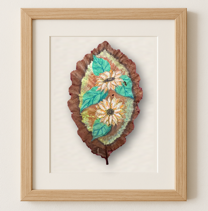 Maple Leaf Art - Twin Sunflowers