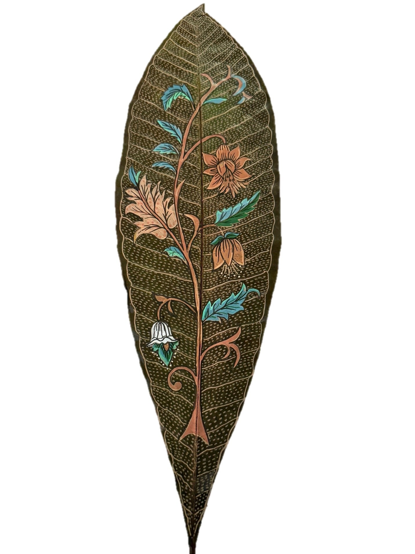 Hand Painted Frangipani Leaf Floral Trail Art