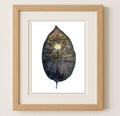 Tree Scape – Dry Pressed Peace Lily Leaf Art- Sunset behind the Trees